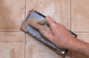 grouting on a tile