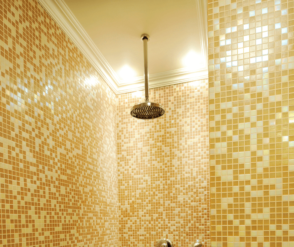 golden hollywood tiles in shower room