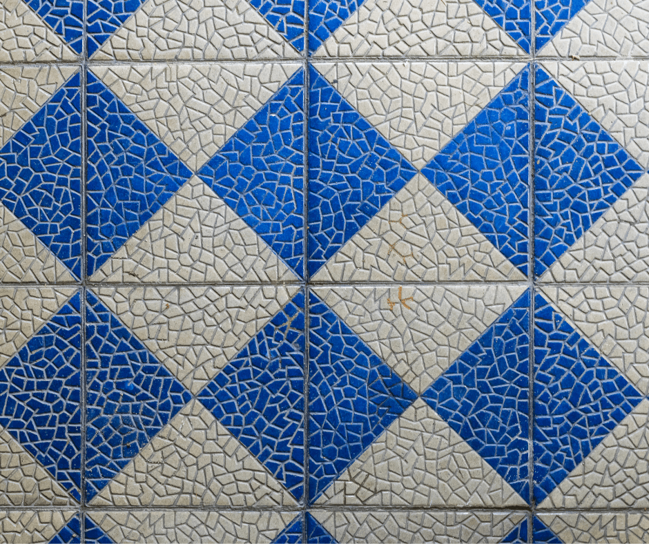 blue and white mosaic tiles